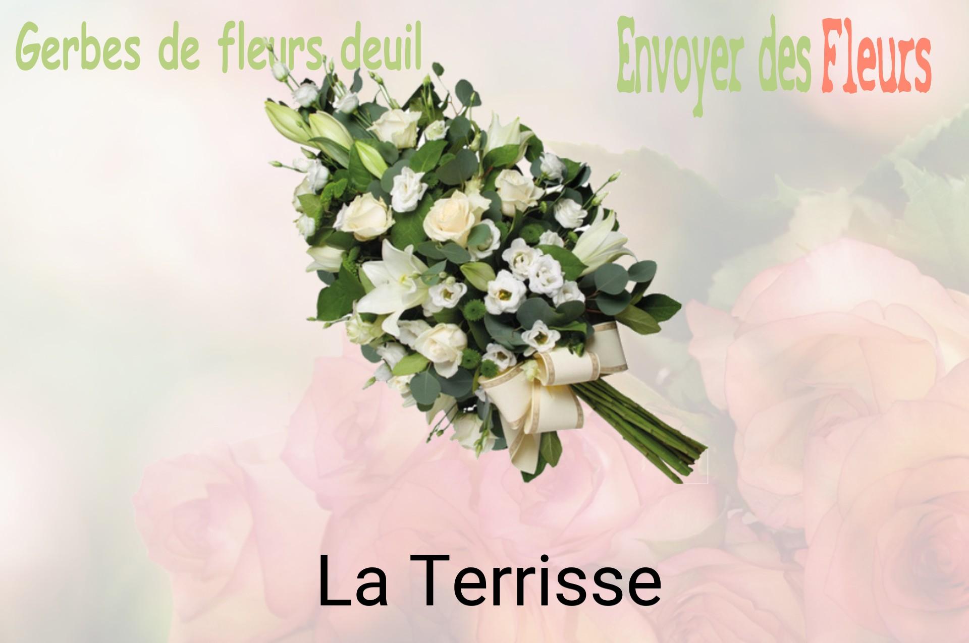 Gerbe de fleurs de deuil livrée à La Terrisse